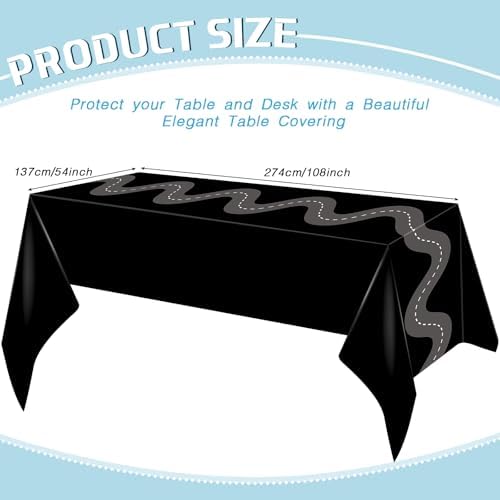 Irenare Racing Car Table Covers 3 Pcs Black 54x108 Inch