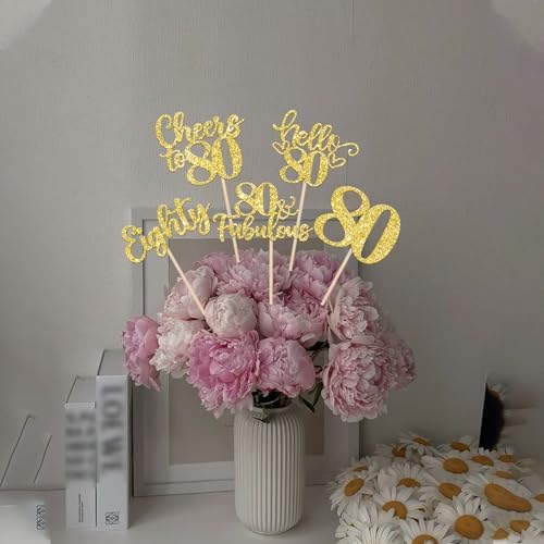 15PCS Gold Glitter Birthday Centerpiece Sticks