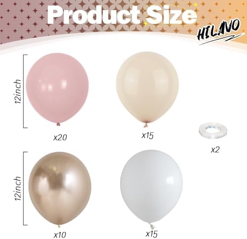 Nude Dusty Pink Balloons Set 60Pcs 12 Inch