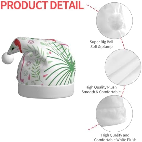 QINZHENG Floral Flamingo Santa Hat Personalized Christmas Headwear