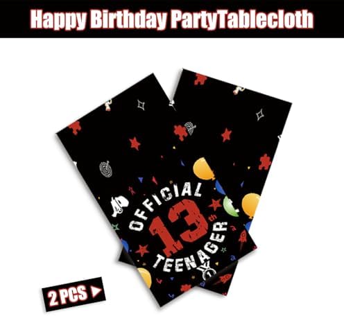 Egami 2pcs 13th Birthday Black Red Tablecloth