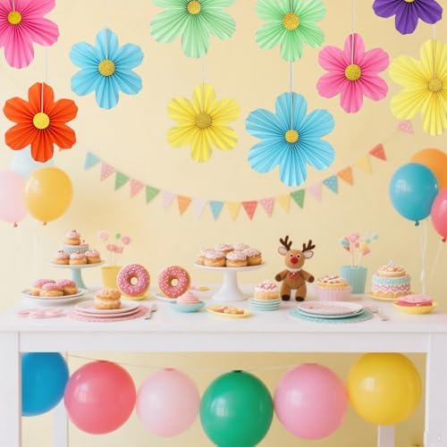 12Pcs Paper Flower Fans for Party Decorations