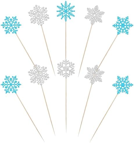 12 PCS Frozen Snowflake Centerpiece Sticks for Winter Wonderland Parties