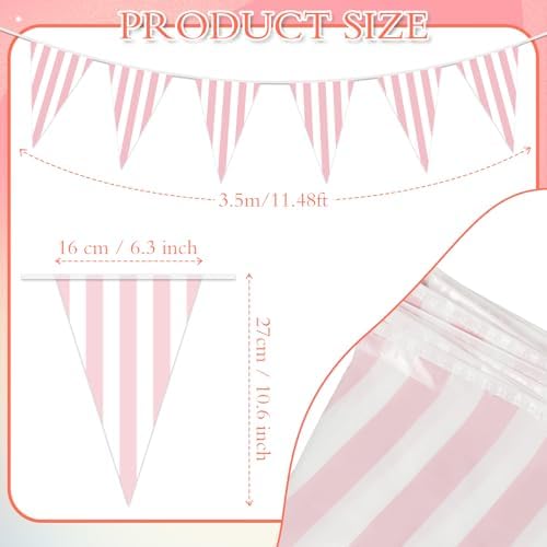 6 Pcs Pink Carnival Bunting Banner Decorations