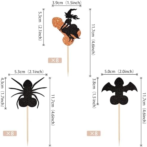 ZHUOWEISM 24 Pc Halloween Cupcake Toppers Decorations