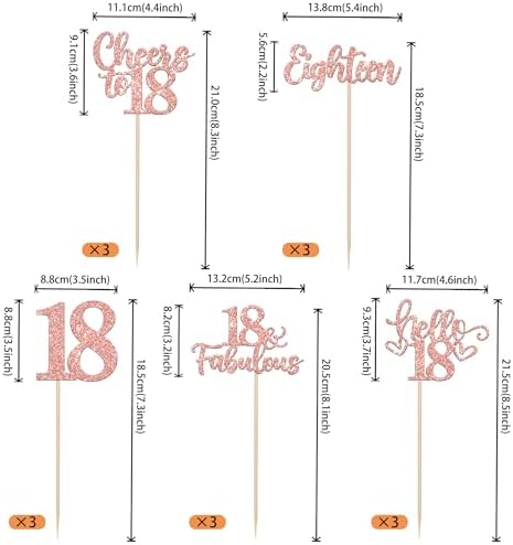 15PCS Happy 18th Birthday Centerpiece Sticks Rose Gold