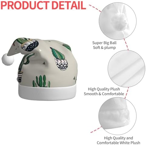 Personalized Santa Hat with Green Cactus Print