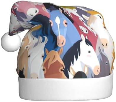 QINZHENG Cartoon Horses Santa Hat Christmas Gift for Women