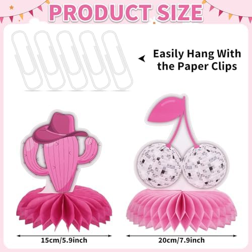 12PCS Pink Cowgirl Honeycomb Centerpieces