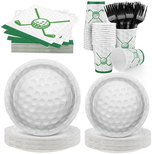 Durony 144 Piece Golf Party Set Plates Cups Napkins