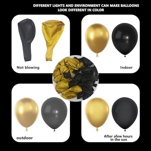 Black and Gold Balloons Garland Arch Kit 134pcs