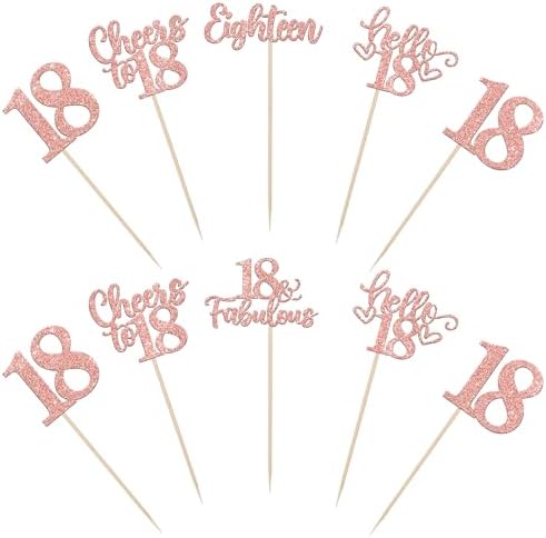 15PCS Happy 18th Birthday Centerpiece Sticks Rose Gold