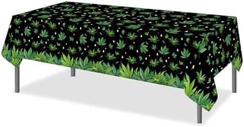 Parrtty Hurrican 2 PCS Weed Party Tablecloths 87x51 Inches Plastic Covers