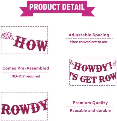 Howdy Lets Get Rowdy Cowgirl Party Decor Banner