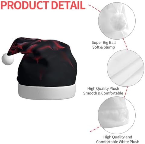 Personalized Santa Hat with Red Rose and Black Leaves Print