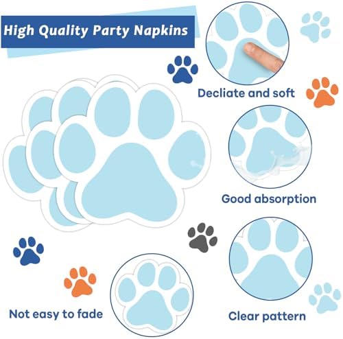 100Pcs Blue Dog Birthday Party Supplies for 25 Guests