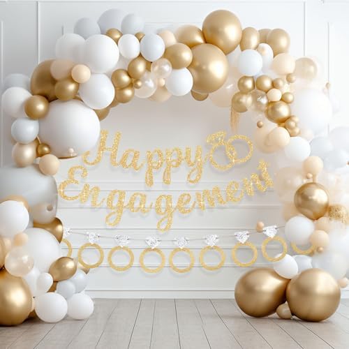 3 Pcs Glitter Gold Silver Engagement Party Banners