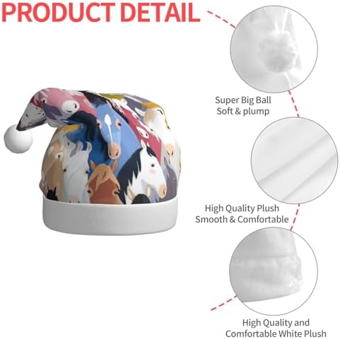 QINZHENG Cartoon Horses Santa Hat Christmas Gift for Women