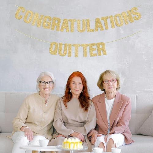Pre Strung Congratulations Quitter Banner - Gold Glitter