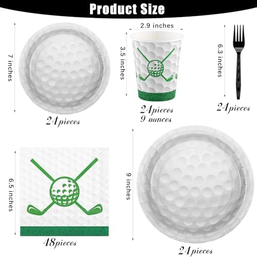 Durony 144 Piece Golf Party Set Plates Cups Napkins