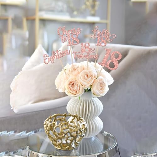 15PCS Happy 18th Birthday Centerpiece Sticks Rose Gold