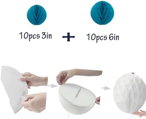 20pcs Teal Honeycomb Flower Balls for Decorations