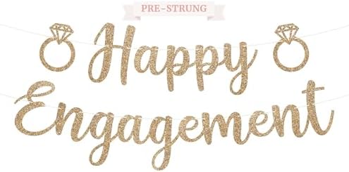 Pre-Strung Gold Glitter Engagement Banner - No DIY