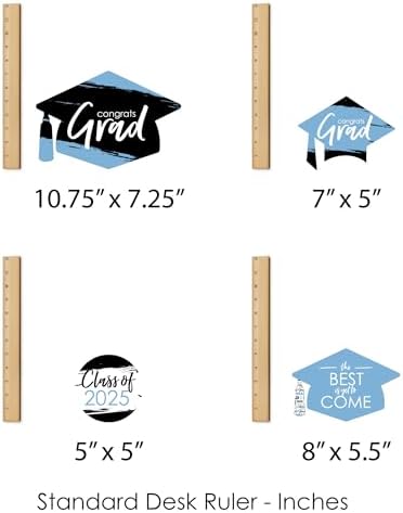Big Dot of Happiness 2025 Light Blue Graduation Party Centerpiece Sticks - 35 Pieces