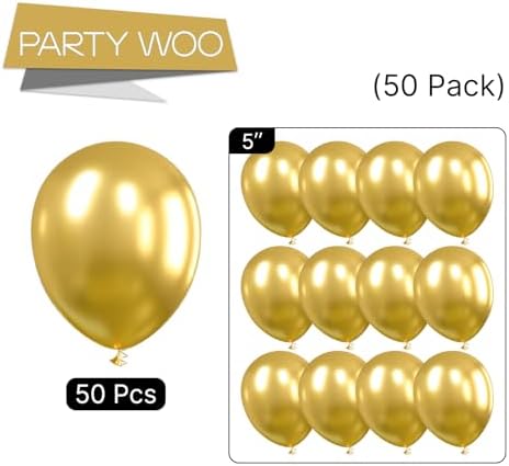 PartyWoo 50PCS Metallic Gold Balloons 5 Inch