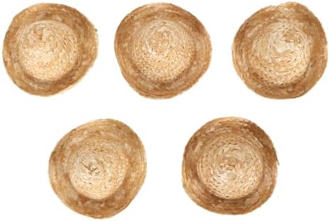 5Pcs Mini Straw Sombrero Hats 37in Diameter Brown