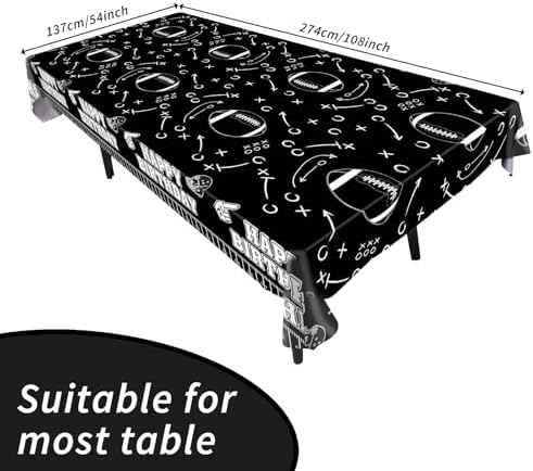 Idealmuzik 3pcs Football Tablecloth Black Tactical Design 54x108 Inch