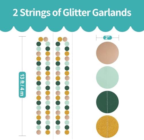 Green and Gold Party Decorations 13 Pcs Elegant Hanging Supplies