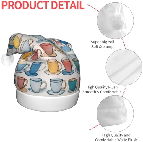 QINZHENG LED Christmas Hat with Teapots and Cups Print