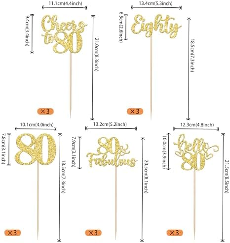 15PCS Gold Glitter Birthday Centerpiece Sticks