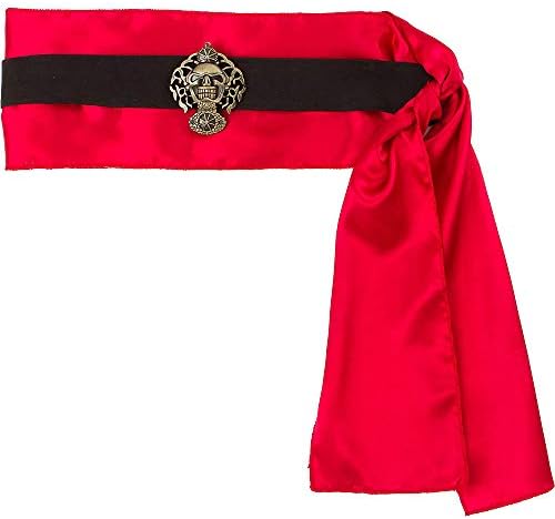 Black Red Satin Adjustable Pirate Belt - One Size Fits Most