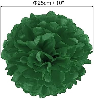 PATIKIL 10 Inch Dark Green Tissue Pom Poms Flowers 18 Pack