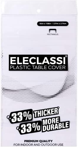 Eleclassi White 12 Pack Premium Disposable Plastic Tablecloths 54 x 108 Inches