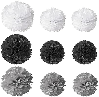 Queenbox 9PCS 4-6in Tissue Pom Poms Decorations