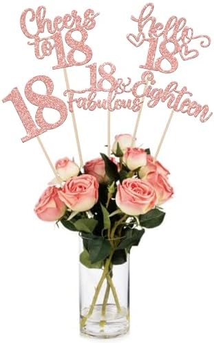 15PCS Happy 18th Birthday Centerpiece Sticks Rose Gold