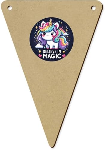 5 x 140mm Believe in Magic Wooden Bunting Flags