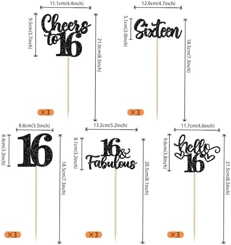 15PCS Happy 16th Birthday Centerpiece Sticks
