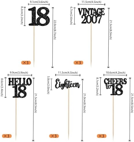 15PCS Happy 18th Birthday Centerpiece Sticks