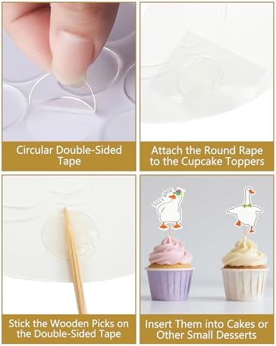 48 PCS Funny Goose Cupcake Toppers Animal Theme Party Decorations