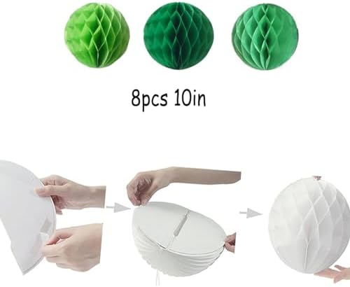 8pcs 10 Inch Green Honeycomb Balls for Decorations