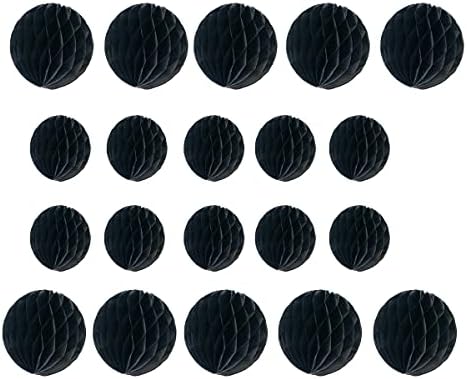 20pcs Black Honeycomb Flower Balls for Party Decorations