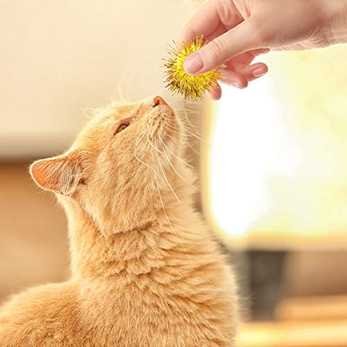 VAPKER 30 Piece 15 Inch Green Sparkle Balls Cat Toy