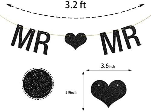 Mr Mr Banner Gay Theme Decor with Black Glitter