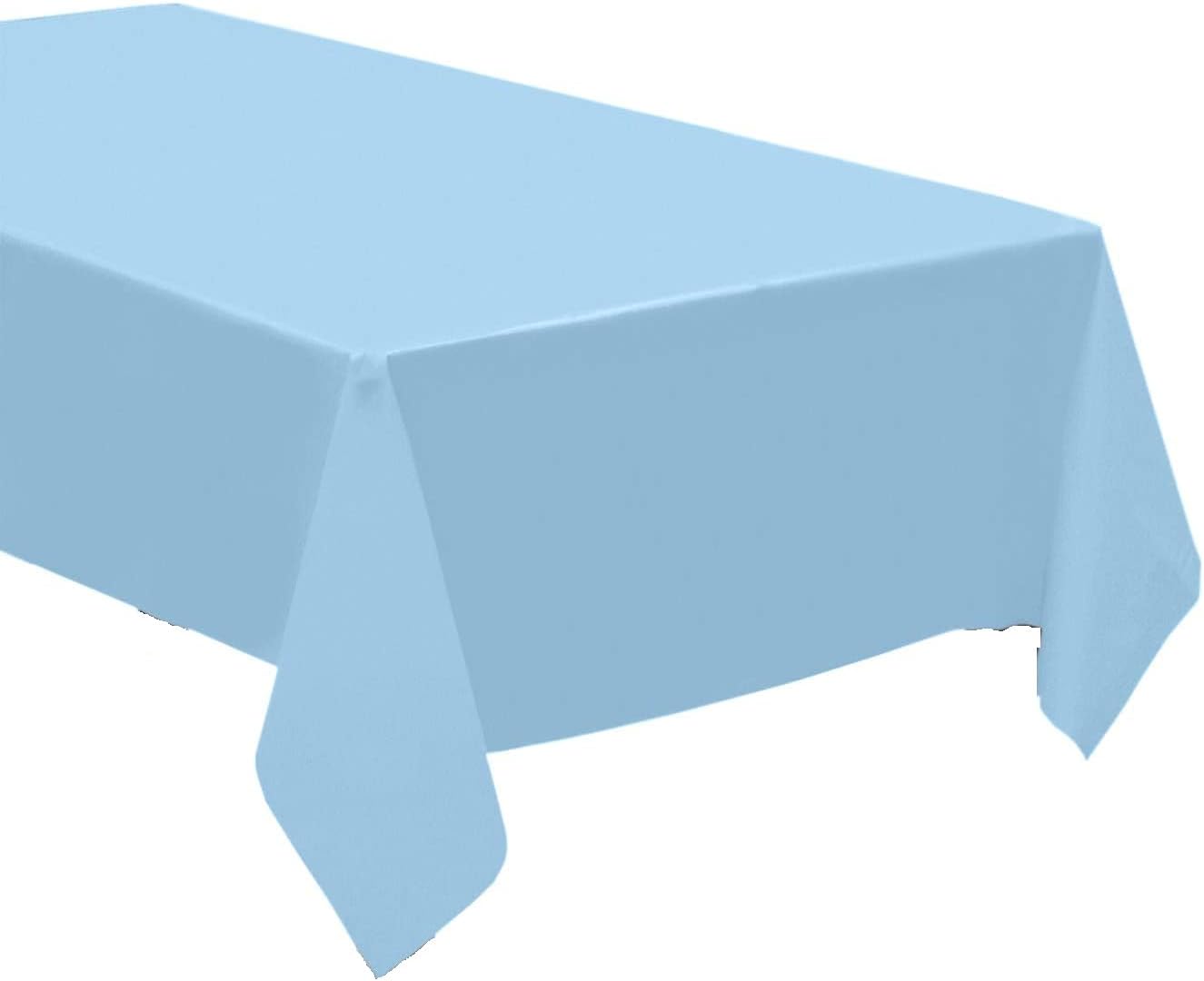 Pack of 4 Light Blue Plastic Table Covers 54x108 Inches