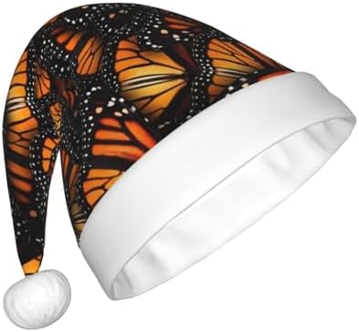 QINZHENG Orange Monarch Butterflies Santa Hat