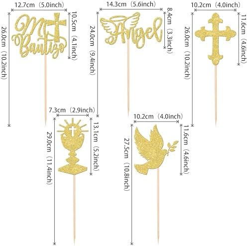 15PCS Gold Glitter Centerpiece Sticks for Baptism Party Decorations